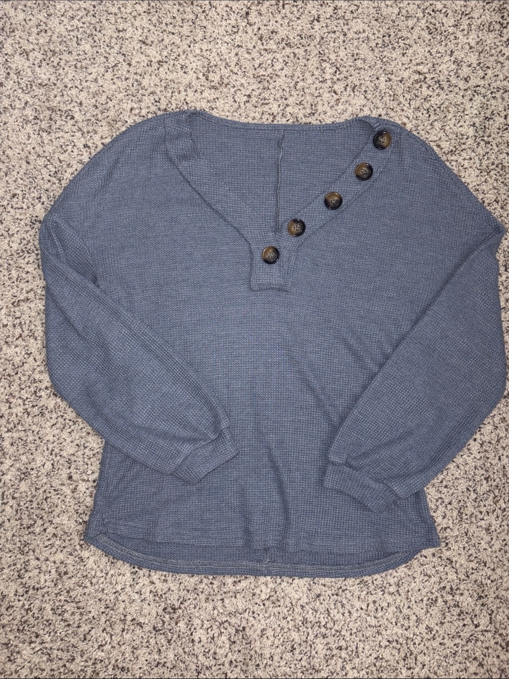 Women’s Slate Blue Button-Accent Knit Sweater